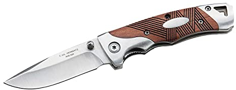 Herbertz Klappmesser - AISI 420 Stahl - Liner Lock - Rosenholz Einlagen - Edelstahlbacken - Edelstahlclip