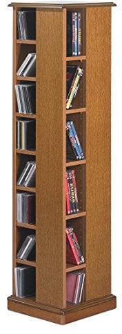 Générique Tour Range CD DVD Pivotante sur Roulettes Chêne 28 Etagères 35 x 35 x 137,7 cm