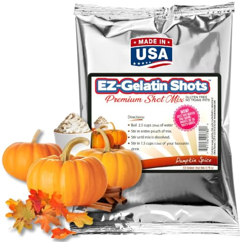 Pumpkin Spice Jello Shot Mix 192.2 g - Premium Glutenfreie Jello Mix für leckere Jello Shots - Einfach zu machen EZ Gelatine Pulver Mischung für Jello Shots - Erwachsene Neujahr und Urlaub Party