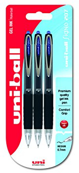 Uni-Ball Signo Gel UMN Retractable Rollerball 3 Stück blau