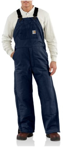 Carhartt Men's Flame Resistant Duck Bib Lined Overall, Dark Navy, 32W / 28L
