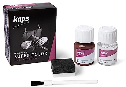 Dye With Primer For Natural And Synthetic Leather Shoes, Kaps Super Color And Preparer, 156 - Morello Cherry, 25ml - 0.85 fl. Oz.