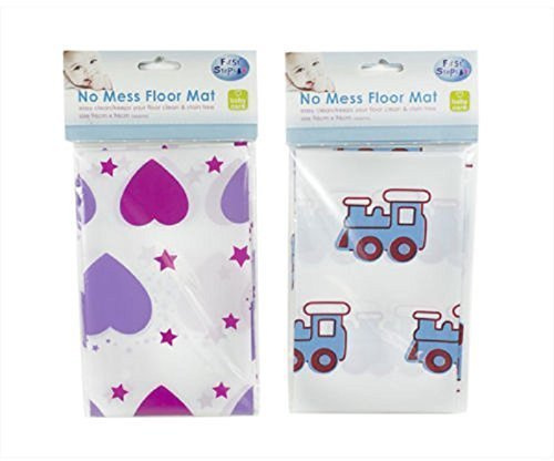 First Steps High Chair Floor Mat, Pink Hearts, Multi-Surface, Square, Pleated, 1 Count (Pack of 1)