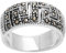 Silverly Frauen 925 Sterling Silber Markasit Simulierte Oxidiertes Griechisch Key Cut Out Band Ring