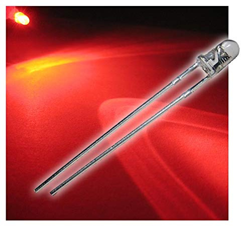 world-trading-net - 100 LEDs 3mm wasserklar rot Typ WTN-3-7000r, Leuchtdiode, bedrahtet, Diode leuchtend, als Bauteil