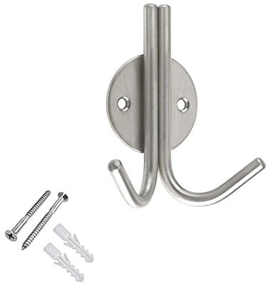 ZAS70SS Double Robe Hook Satin Stainless Steel From The Door Handle Store