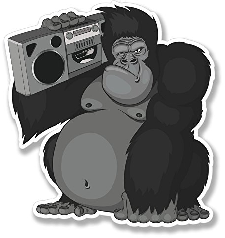 2 x Gorilla Stereo DJ Musik Aufkleber Auto Fahrrad Helm Surf iPad Laptop Aufkleber #4097 (9,4 cm breit x 10 cm hoch)