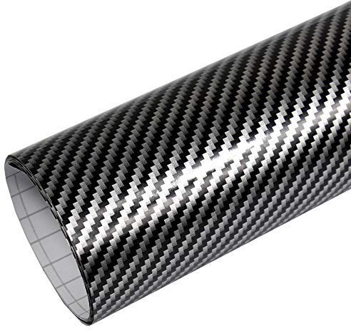 Rapid Teck® 9,47€/m Premium 2D Carbon Silber Schwarz 2m x 1,52m - Blasenfrei mit Luftkanälen - Auto Folierung - Car Wrapping Folie - Schwarze Folie Auto