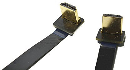 Thin HDMI Cable Standard full normal HDMI male angled to Standard full normal HDMI male 90 degree for gimbal dsrl FPV aerial photography and aerial shooting Black (80CM)