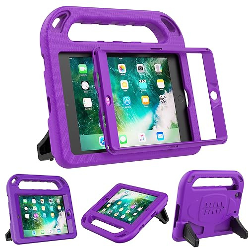 Surom Kids Case for iPad Mini 1/ Mini 2/ Mini 3 7.9 Inch- Light Weight Shock Proof Handle Stand Cover with Built-in Screen Protector - Purple