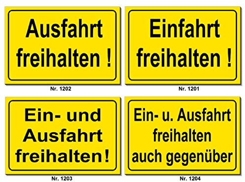 Ausfahrt-Einfahrt freihalten-Schild-Aluminium Verbund-300 x 200 x 2 mm-Warnschild-Hinweisschild-Türschild (Nr. 1201-300 x 200 x 2 mm mit 2 Löcher)