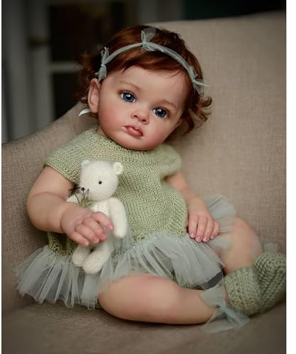 ZIYIUI 22Zoll 55cm Reborn Baby-Puppe Weiches Vinylsilikon Realistisch Baby Puppe lebensecht Reborn Baby Mädchen Handgemacht Neugeborene Echte Babypuppe