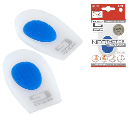 Neo G NeoThotics Heel Cushion Pads – Silicone Gel Heel Cups – Heel Support for Plantar Fasciitis, Achilles Tendonitis, Heel Pain Relief – Gel Heel Pads for Shoes – Orthotic Heel Insoles - L