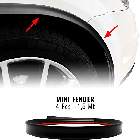 4R Quattroerre.it Quattroerre 12290 Profili Passaruota Parafanghi con Biadesivo 3M per Auto, 4 Pezzi da 1,5 Metri