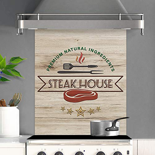 Fond de Hotte Steak House Effet Bois Crédence Cuisine - 60x70cm & 70x90cm (60 x 70 cm)