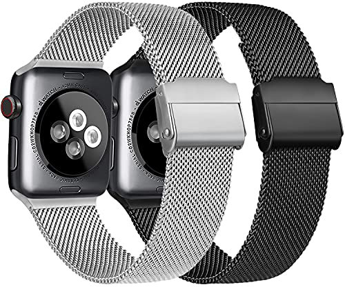 Meliya Cinturino Compatibile per Apple Watch Cinturino 44mm 42mm 45mm 40mm 38mm 41mm Series 8 7 6 5 4 3 2 1 SE, Cinturino in Metallo Milanese a Acciaio Inossidabile Cinturini