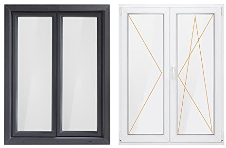 Bastion Fenster 2 Flügel Dreh Stulp, 2-fach Verglasung RC2 BA außen anthrazit/innen weiß 70 mm Profil (1000x1200 mm Rechts)