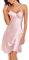 Wikoan Camicie da Notte da Donna in Raso con Spalline Regolabili Chemise Slip Sexy Sottoveste Seta Scollo a V Babydoll,Rosa,XXL