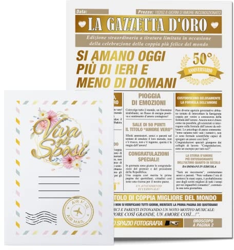KAÏDENSÏ Idea Regalo Sposi Nozze d'Oro - Maxi Biglietto d'Auguri Originale - Idee Regali Anniversario Originali - Gadget Biglietti Divertenti per Lui e Lei