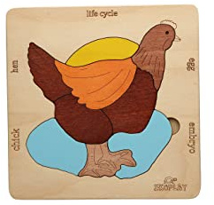 Life Cycle of A Chicken | 20 Piece Wooden Jigsaw Puzzle for Kids | for Preschool Kids, Learning Educational Toys Gifts for Boys & Girls 3+ Years