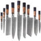 Muxel Damast Küchenmesser Set 9-TLG Extrem scharfe extrem schöne Kochmesser so individuell wie Deine Rezepte und Gerichte Damast VG10 Stahl 67 Lagen (9 Messer)