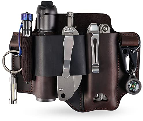 Sayram ST1/ST2 Multitool Leather Sheath with Key Holder, EDC Belt Organizer Knife Sheath for Leatherman Tools, Flashlight, EDC Pocket Organizer for Men