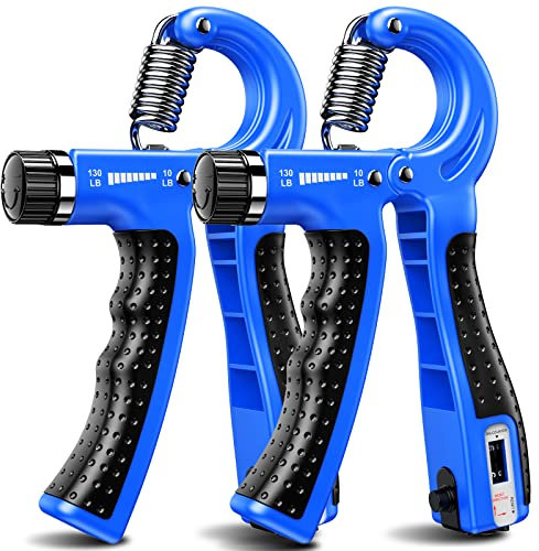 KDG Hand Grip Strengthener 2 Pack Adjustable Resistance(5-60KG) Forearm Exerciser, Grip Strength Trainer for Muscle Building and Injury Recovery for Athletes (Blue)