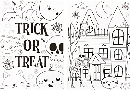 Sparkles Partyware Halloween Colouring Posters - Pack of 40 A4 Halloween Colouring Sheets - Kids Fun Trick or Treat Pumpkin Ghost Skeleton Halloween Activity