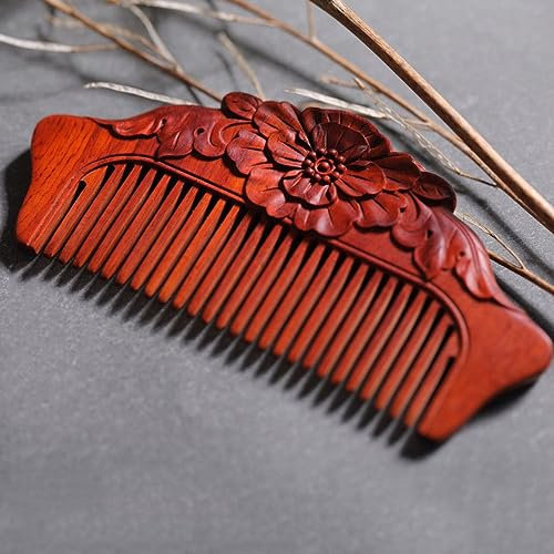 Pettine da massaggio in legno di sandalo viola, 13 cm, in cineserie intagliato