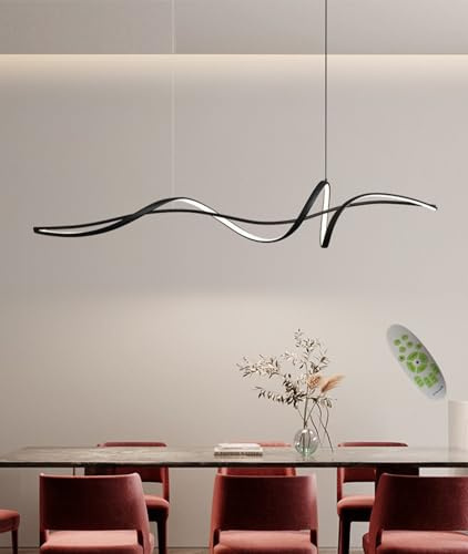 LED Hängeleuchte esstisch Pendelleuchte Schwarz dimmbar mit Fernbedienung pendellampe höhenverstellbar Moderne Hänge lampe für Esszimmerlampen Esstischlampe Wohnzimmer büro Küche (schwarz, L160CM)