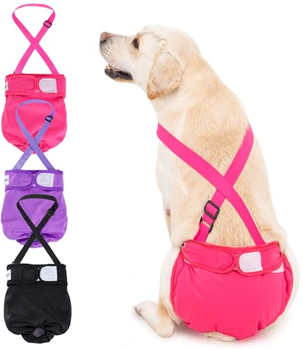 Avont 3 Stück Wiederverwendbare Hundewindeln, Hochsaugfähige, waschbare und umweltfreundliche Damenbinden Höschen für weibliche Haustiere -Schwarz/Rosa/Lila