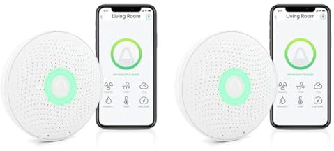 Airthings 2930 Wave Plus - Radon and Air Quality Monitor with CO2, VOC, Air Pressure, Humidity and Temperature Detector (Pack of 2)