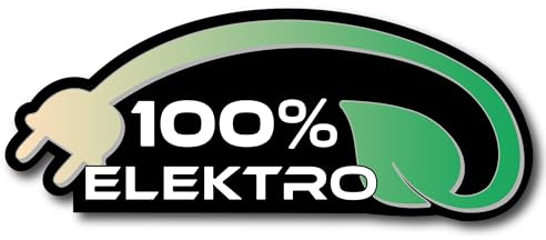 Elektro Aufkleber 100% E-Auto Sticker Grün Umwelt Klima Scooter Solar laminiert Logo E-Auto | Größe 28x11cm (XL)