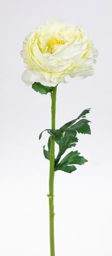 Ranunkel 46cm OG Kunstblumen künstliche Ranunkelzweig Hahnenfuß Blumen Seidenblumen (Weiß)