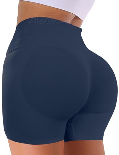 ASERAY Fitness-Shorts für Damen, Workout-Shorts, Schlag-Shorts, nahtlos, Scrunch-Butt-Shorts, Biker-Shorts, Yoga-Shorts, 11,, #3 Schiefergrau, Groß