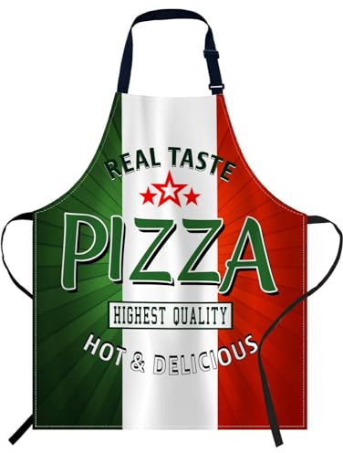 Smooffly Pizza-Poster-Schürze, verstellbarer Hals, Latzschürze für Männer und Frauen, geeignet für Küche, Kochen, Kellnerin, Kochschürze, Pizza-Poster, 27x31 Inch