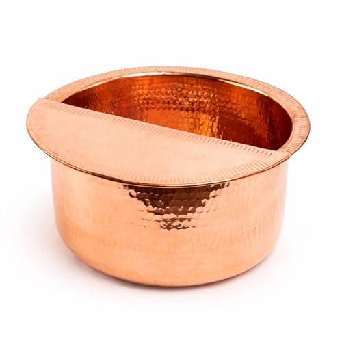 Alfiq 100% Solid Copper Foot Bowl with Removable Footrest, Hand Hammered Large Relaxation Pedicure Basin, 10-20 Sizes, for Spa & Pedicure (14 Inches)