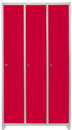 Monster Shop - 3 x breiter Fächerschrank Umkleideschrank Schließfachschrank Spind Garderobenschrank Stahlspind Stahlschrank Aufbewahrungsschrank Schrank Locker 180cm H x 90cm L x 50cm B Rot