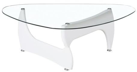 Mesa Baja Lacada Blanca y Cristal 120 x 70 cm Alto 42cm - SpazioLuzio ;
