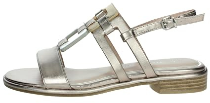 MARCO TOZZI Damen Sandalen flach mit Schließe Sommer, Metallisch (Rose met. Comb), 39 EU
