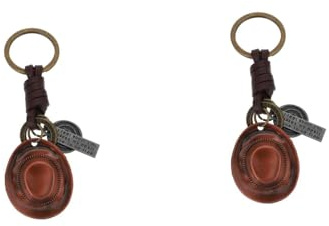 JEWEDECO 2stücke Cowboyhut Schlüsselanhänger Aus Vintage Schlüsselring Für Männer Modischer Schlüsselhalter Handgefertigtes Accessoire Für Und Dekoration Robust Und Langlebig