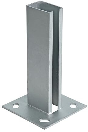 ESTEXO Aufschraubhülse Pfostenträger Pfostenschuh 40x60 mm Doppelstabmatten Zaun Pfosten Bodenplatte Feuerverzinkt