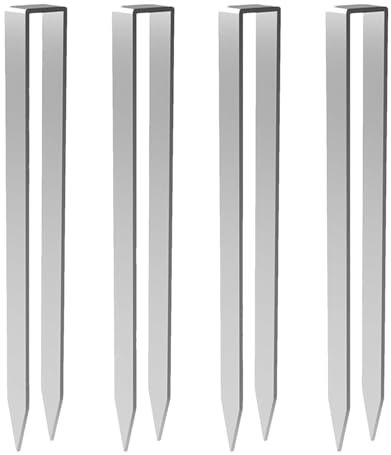 Trampoline Stakes - 4 Tent Stakes Stainless Steel Pegs | Garden Arch Fixing Kit | Trampoline Tie Down Anchors Kit | High Wind Trampoline Stakes | Silver Playground Anchors for Arch