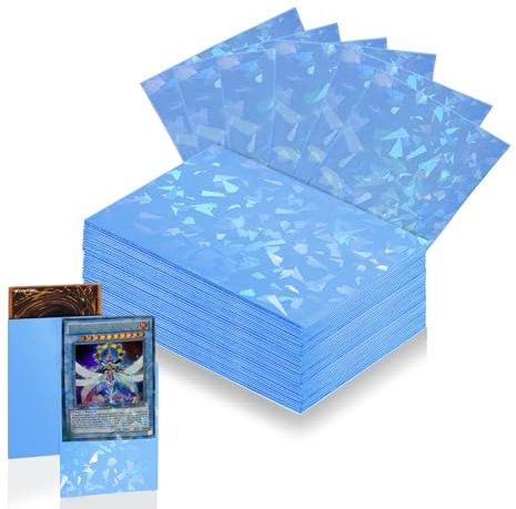 100 Count Sky Blue Card Sleeves for Trading Cards, Perfect Fit Shiny MTG Card Sleeve, Holographic Card Sleeves Fit for Magic, Photocard, TCG, Baseball/Sports Cards, Yugioh Card, Game Card 66 * 91 mm