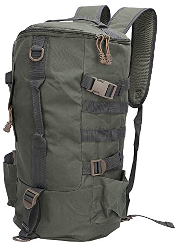 equlup Angelgerät-Rucksack, 45 x 26 cm, tragbare Polyester-Tasche, große zylindrische Angelruten-Tasche mit Rutenhalter für Camping, Wandern (OD Grün)
