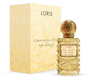 Loris Oriental Oud Eau de Parfum, Goldene Glasflasche mit Kristallverzierung