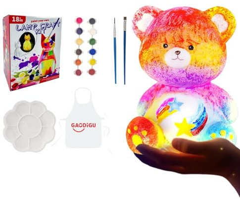 Paint Your Own Animals Figurine Night Light Kit,Creative Bear Model Night Light Painting Crafts Set | Paint Your Own Figurine Lamp Craft Kit for Home, Bedroom, Kid Room, Dorm, Shelf