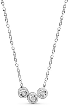 Palmera® Schmuckset „Trio“ – Kette mit drei weißen Zirkonia-Steinen und passenden Ohrringen aus 925 Sterlingsilber