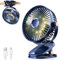 iNeibo Portable Clip on Fan with LED Lights, 4000mAh Battery Operated USB Desk Fan, 4 Speed,720° Rotation, Quiet Rechargeable Mini Table Fan for Home Office Stroller Camping (Blue)