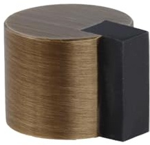 EVI Herrajes | Türstopper Boden Kleben | Ø24 x 20 mm | Messing Antikes Leder, Schwarzer Gummi| Sehr gute Haftung | I-19324CU